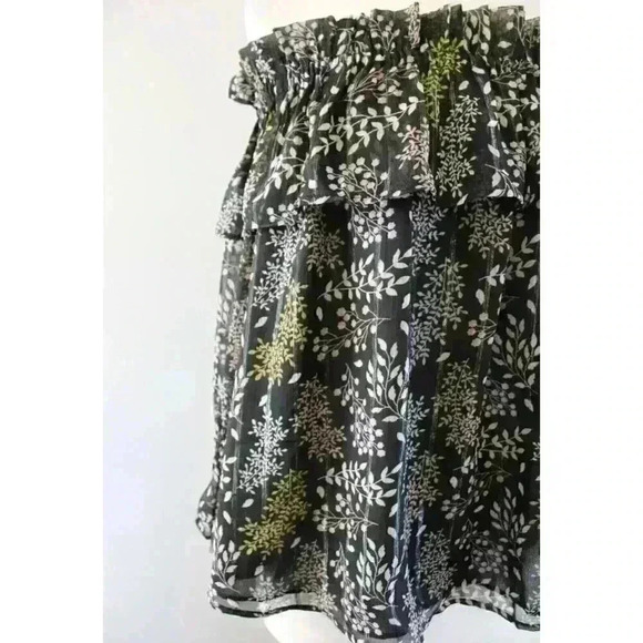NWT Ann Taylor Loft Black Metallic Floral Ruffle Off the Shoulder Top Blouse S - Picture 3 of 9